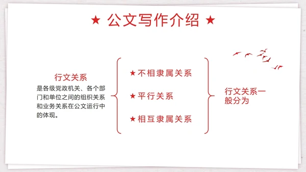 红色简约线性本子钢笔公文写作介绍带内容PPT模板