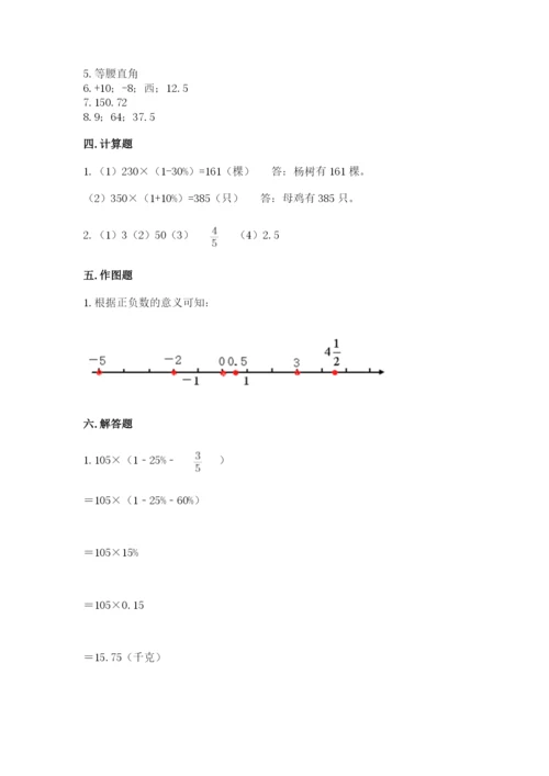 太原市万柏林区六年级下册数学期末测试卷带答案.docx