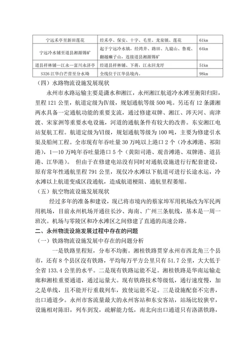 浅议永州市物流设施发展现状与对策