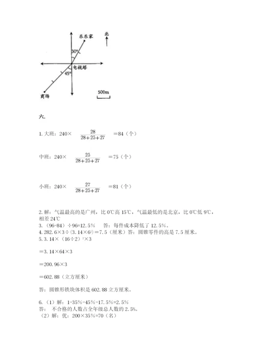 小学六年级下册数学摸底考试题附参考答案【完整版】.docx