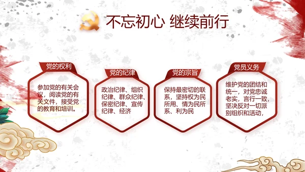 创意墨迹党支部党史学习教育党课PPT