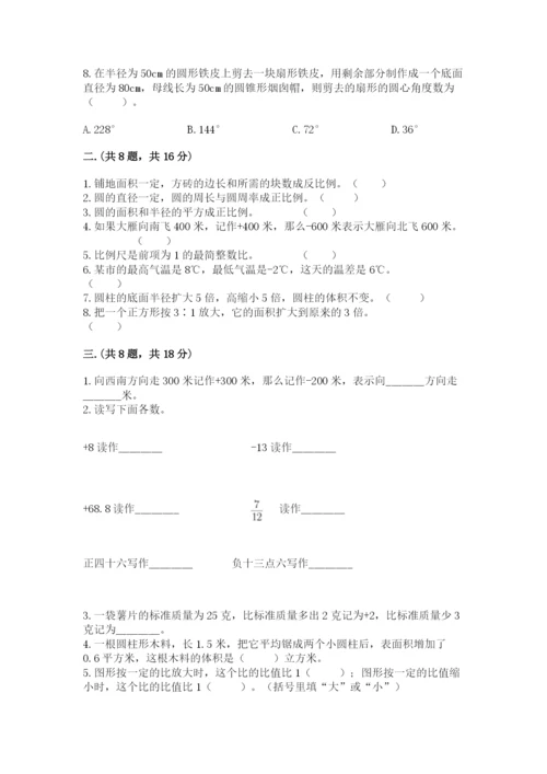 人教版六年级数学小升初试卷带答案（综合卷）.docx