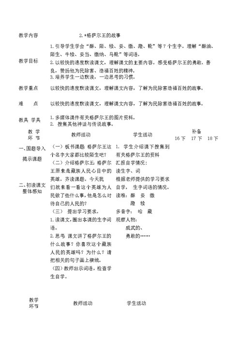 2017年五年级教案语文