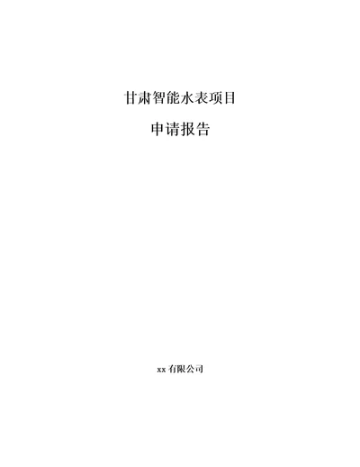 甘肃智能水表项目申请报告范文