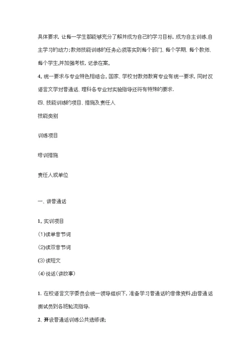 教师职业技能训练方案
