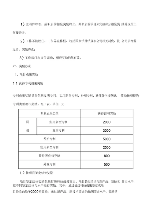 企业技术中心研发激励制度