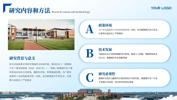 蓝色学术风文献汇报PPT模板