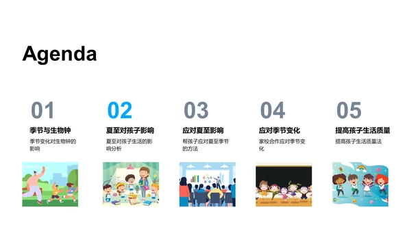 夏至与儿童作息PPT模板
