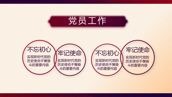 红色大气党建党员述职报告动态PPT