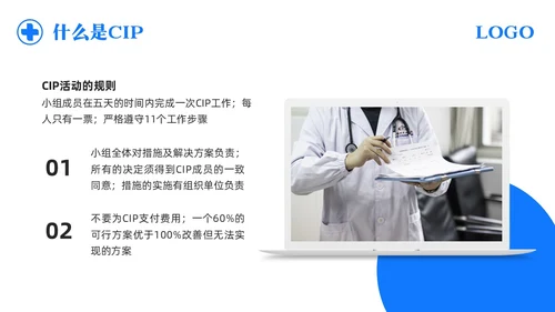 蓝色简约护理CIP改进项目PPT模板宣传PPT动态PPT改善