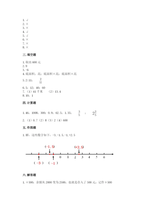 冀教版小学六年级下册数学期末综合素养测试卷及完整答案（典优）.docx