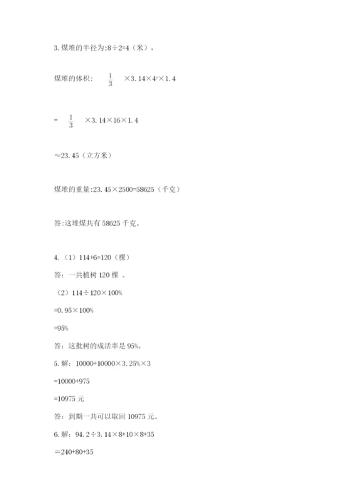 人教版数学六年级下册试题期末模拟检测卷及完整答案（网校专用）.docx