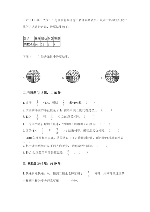 2022人教版六年级上册数学期末卷附答案（考试直接用）.docx