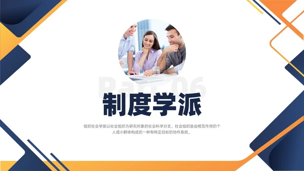 黄蓝色简约商务形状组织社会学理论PPT课件政务服务