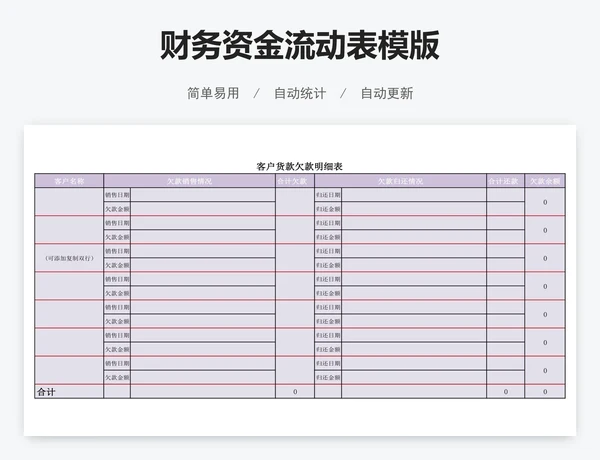 财务资金流动表模版