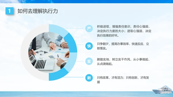 蓝色商务高效执行赢得先机如何提高执行力企业培训PPT课件