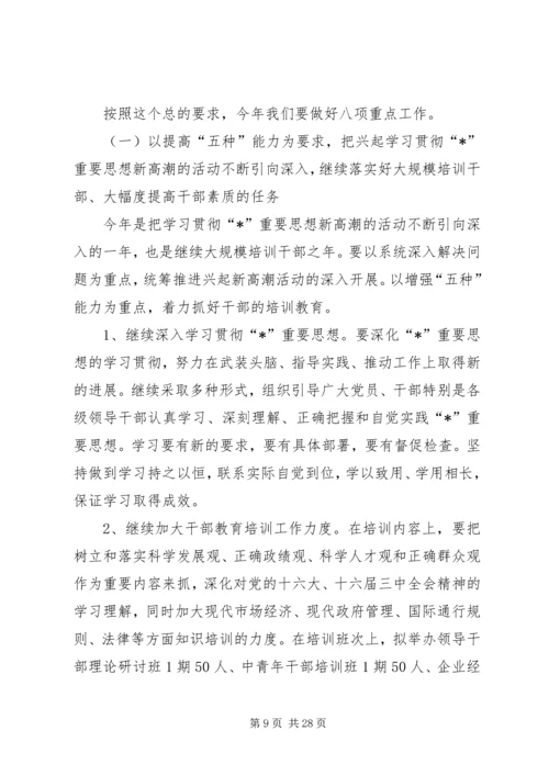 县党的组织工作主持会讲话.docx