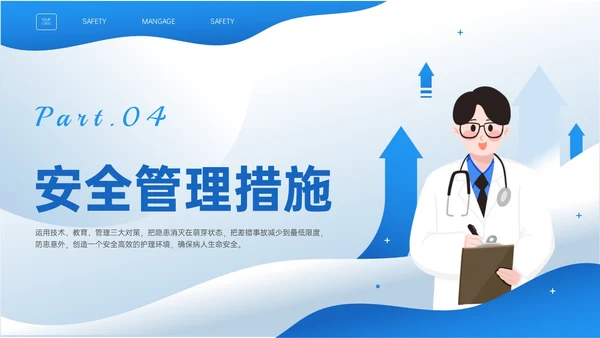 蓝色插画商务风格患者安全管理PPT课件护理安全管理