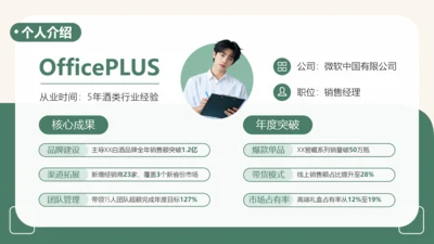 绿色简约风公司销售个人介绍