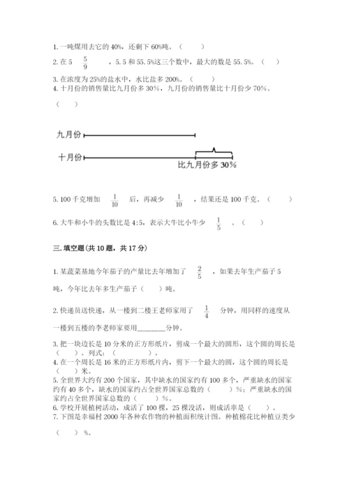2022六年级上册数学期末测试卷【夺分金卷】.docx