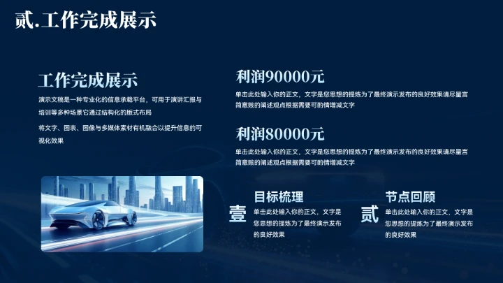 大气蓝色新能源汽车工作汇报模板