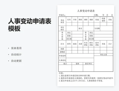 人事变动申请表模板
