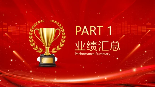 红色科技风大气风公司业绩汇报排行榜PPT模板