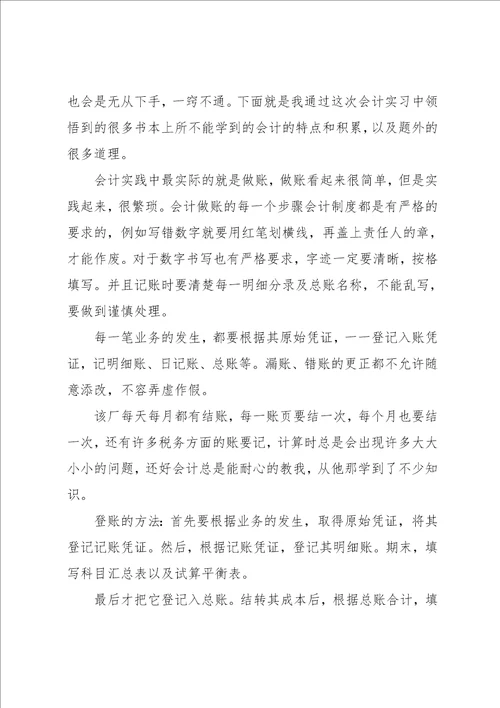 有关学生会计实习报告范文