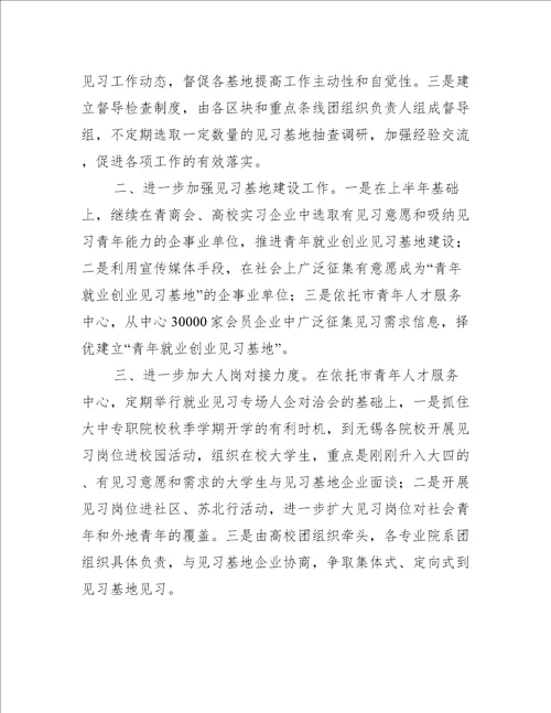 青年就业创业见习基地工作汇报