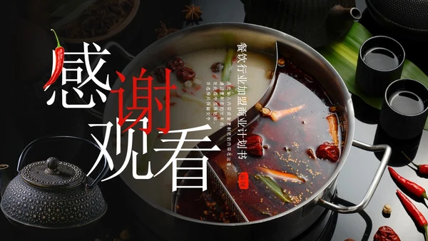 黑色商务风图文风老火锅餐饮行业商业计划书PPT模板