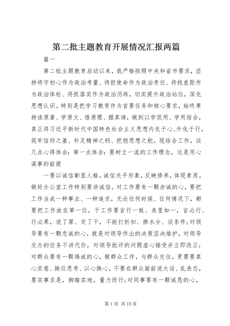 第二批主题教育开展情况汇报两篇.docx