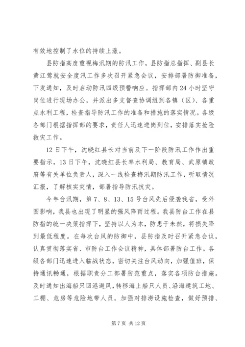 县防汛防旱工作汇报 (2).docx