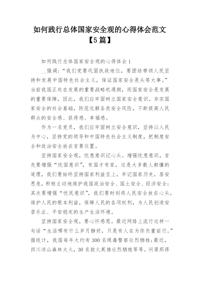 如何践行总体国家安全观的心得体会范文【5篇】.docx