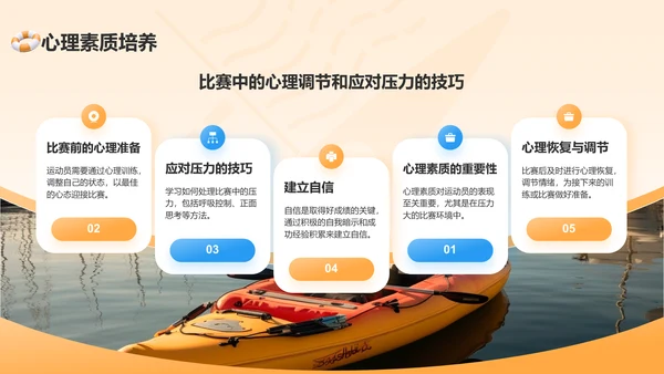橙色3D风奥运会——皮划艇知识科普PPT模板