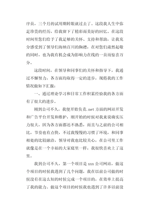 试用期总结及转正申请