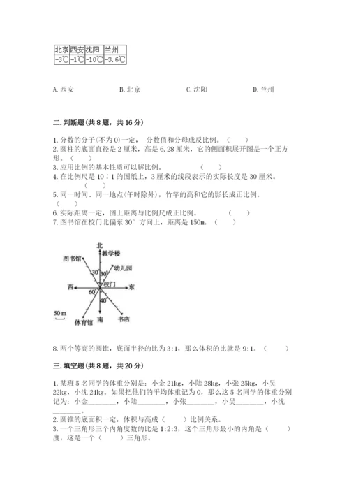 沪教版小学数学六年级下册期末检测试题含完整答案（易错题）.docx