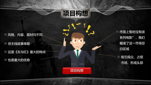 射击游戏灰与红前传电影传媒影视PPT模板