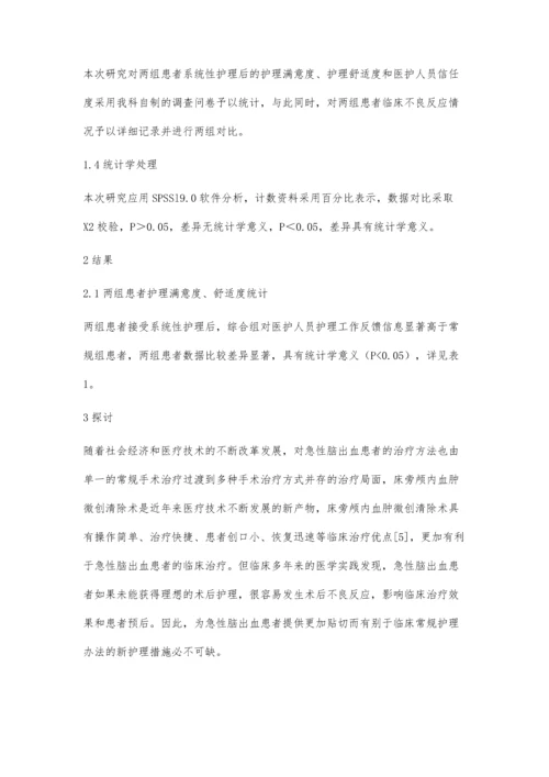 急性脑出血床旁颅内血肿微创清除术的护理体会.docx