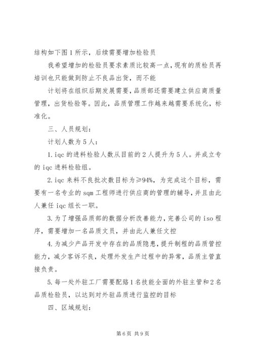 篇一：公司质量部XX年度工作计划 (3).docx