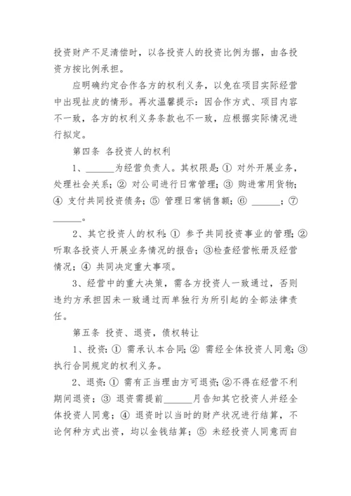 出资投资合作协议书(精选7篇).docx