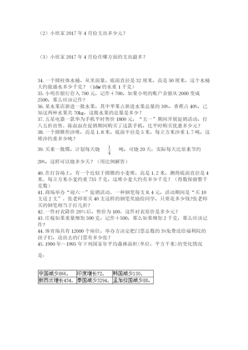 六年级小升初数学解决问题50道含解析答案.docx