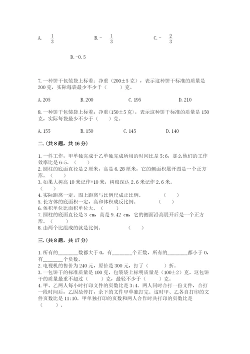 人教版数学六年级下册试题期末模拟检测卷（典优）.docx