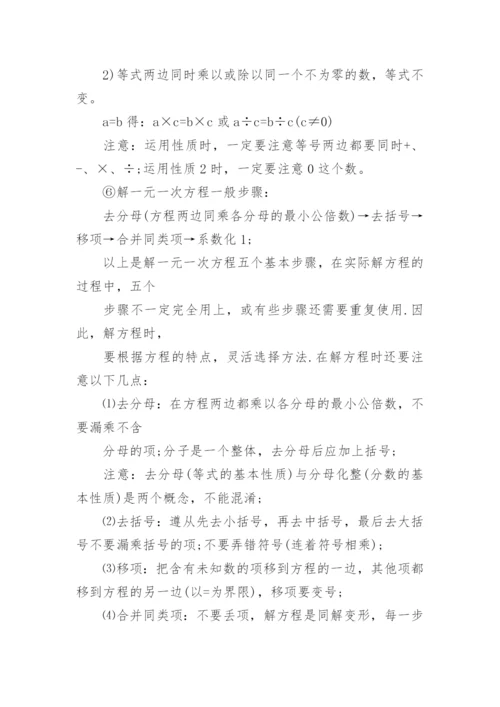 七年级人教版上册数学复习提纲_七年级人教版上册数学知识点.docx