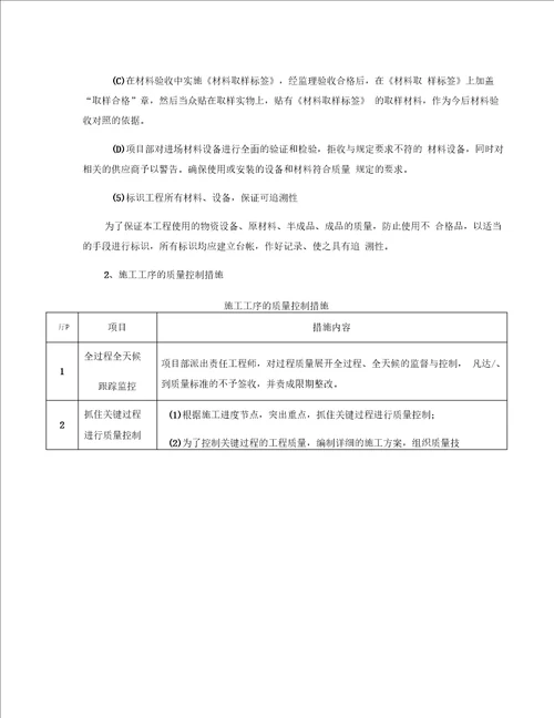 确保工程质量的技术组织措施常用版