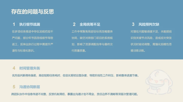 眠眠兔莫兰迪蓝简约风年终总结