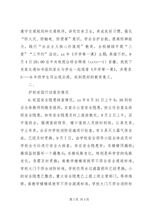 小学秋季开学工作暨“护校安园”行动自查报告.docx