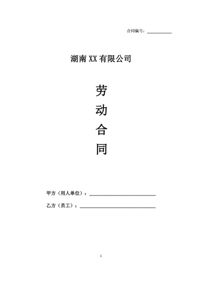 湖南有限公司劳动合同（律师拟定详细版）
