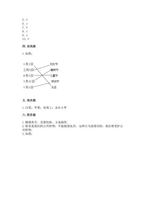 部编版二年级上册道德与法治期末测试卷附完整答案（网校专用）.docx