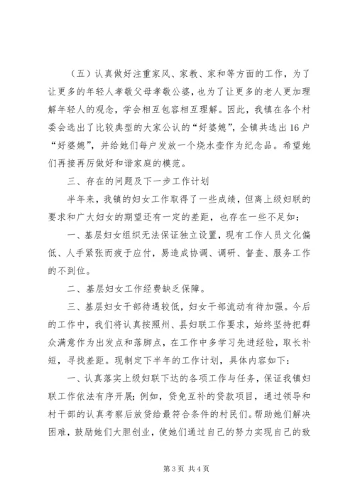 乡镇妇联上半年工作总结及下半年工作计划.docx