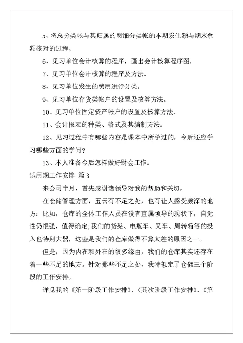 2022年试用期工作计划模板汇编6篇